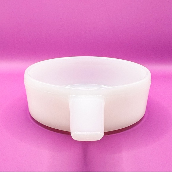 Vintage Glasbake J-2639 Milk Glass Handled Soup Bowl • White Ovenware USA - Picture 3 of 9